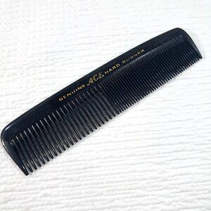 Vintage Ace Genuine Hard Rubber hair Comb Plastic Black USA Pocket Purse 5"